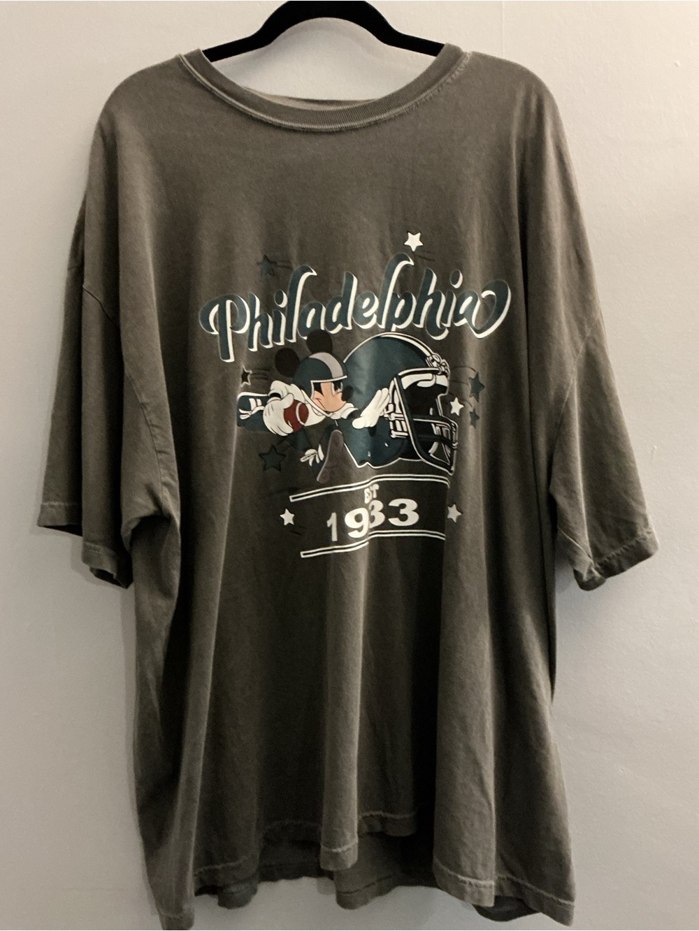 Comfort Colors 3XL Philadelphia Eagles Mickey Mouse Graphic T Shirt Gray Cotton